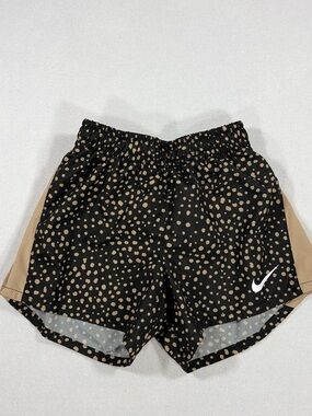 Nike Girls' Dryfit Athletic Shorts Black Tan Print Size Medium